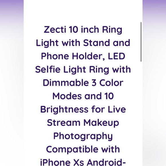 Ring light with cell phone holder 10 inch New in Box - Picture 7 of 8